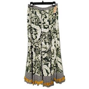 NWT Philosophy Peasant Skirt Size Small Green Floral Cottagecore Beach Maxi Long